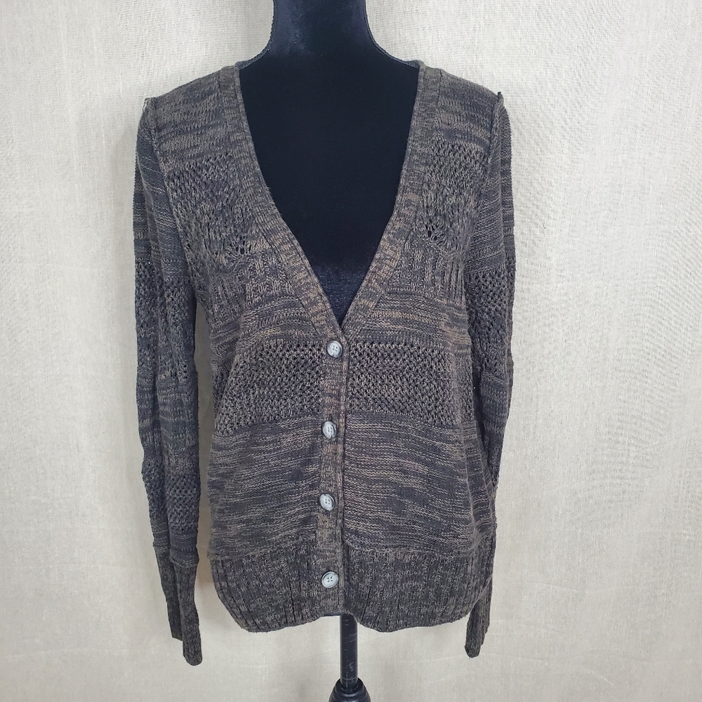 ♡ DKNY Marled Gray Cardigan Button Up Size Large